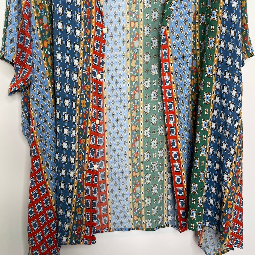 Asos Stripped Color Block Print Flowy Button Down… - image 4